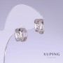 Earrings Xuping, length 14mm, thickness 8mm, rhodium-plated