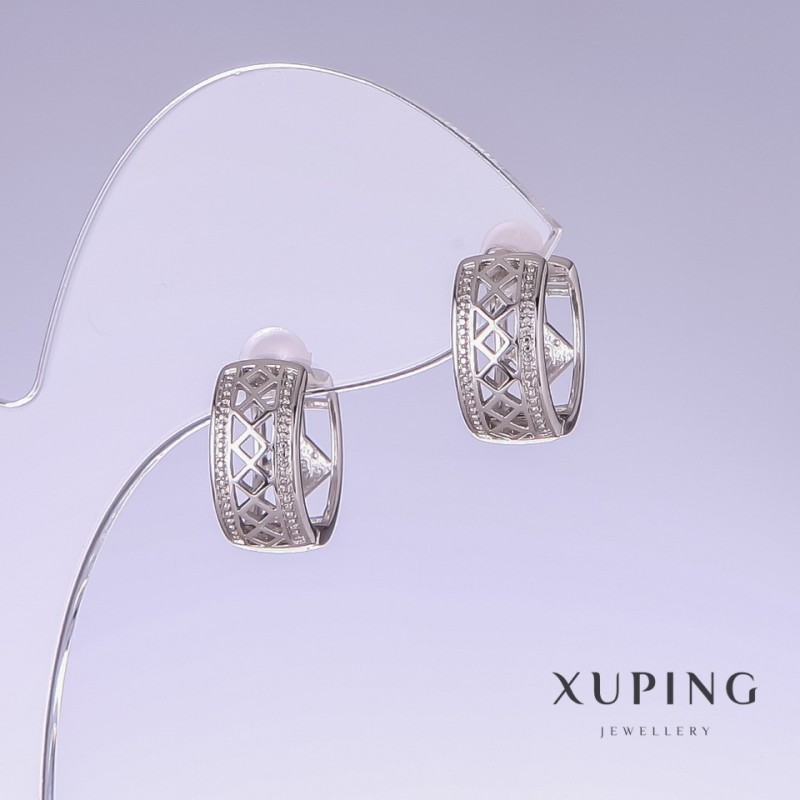 Earrings Xuping, length 13mm, thickness 7mm, rhodium