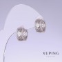 Earrings Xuping, length 13mm, thickness 6mm, rhodium plated with white crystals