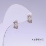 Xuping Earrings, 12mm length, 4mm thickness, rhodium-plated