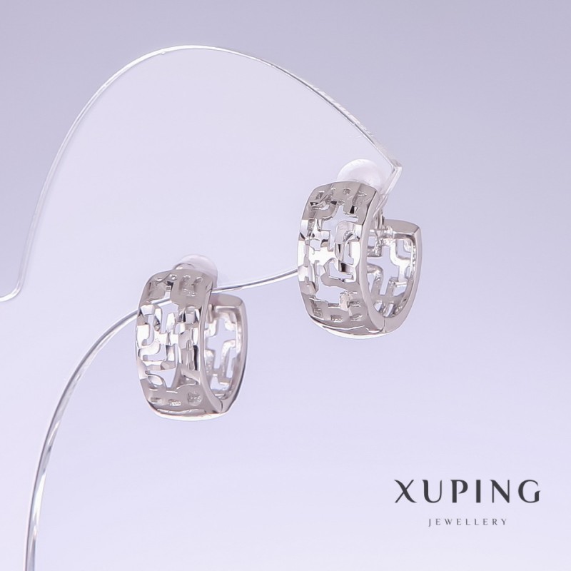 Xuping Earrings, rhodium-plated, 14mm length, 6.5mm thickness
