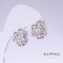 Xuping Earrings, length 15mm, thickness 14mm, rhodium plated