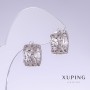 Earrings Xuping, length 15mm, thickness 8mm, rhodium-plated