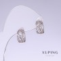 Earrings Xuping, length 12mm, thickness 5mm, rhodium plated
