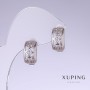 Xuping Earrings, length 15mm, thickness 8mm, rhodium-plated