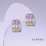 Xuping Earrings with Multicoloured Cubic Zirconia, length 11mm, thickness 10mm Rhodium