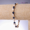 Bracelet Xuping with blue cubic zirconia "Sapphire", 9mm width, length 18-21cm, rhodium plating 18K