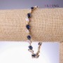 Bracelet Xuping with blue cubic zirconia "Sapphire", 9mm width, length 18-21cm, rhodium plating 18K