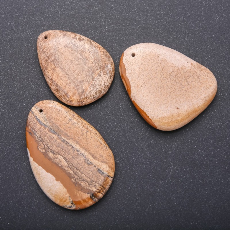 Pendant made of natural jasper stone – landscape jasper teardrop 50×37mm