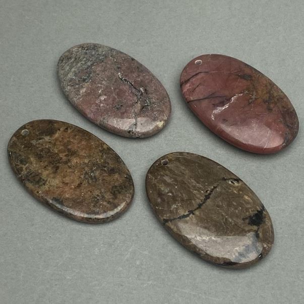 Clearance! Rhodonite Oval Pendant 35×55mm