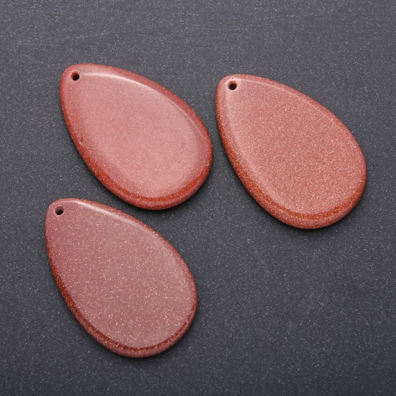 Genuine Aventurine Pendant "Golden Sand" Drop 35x55mm