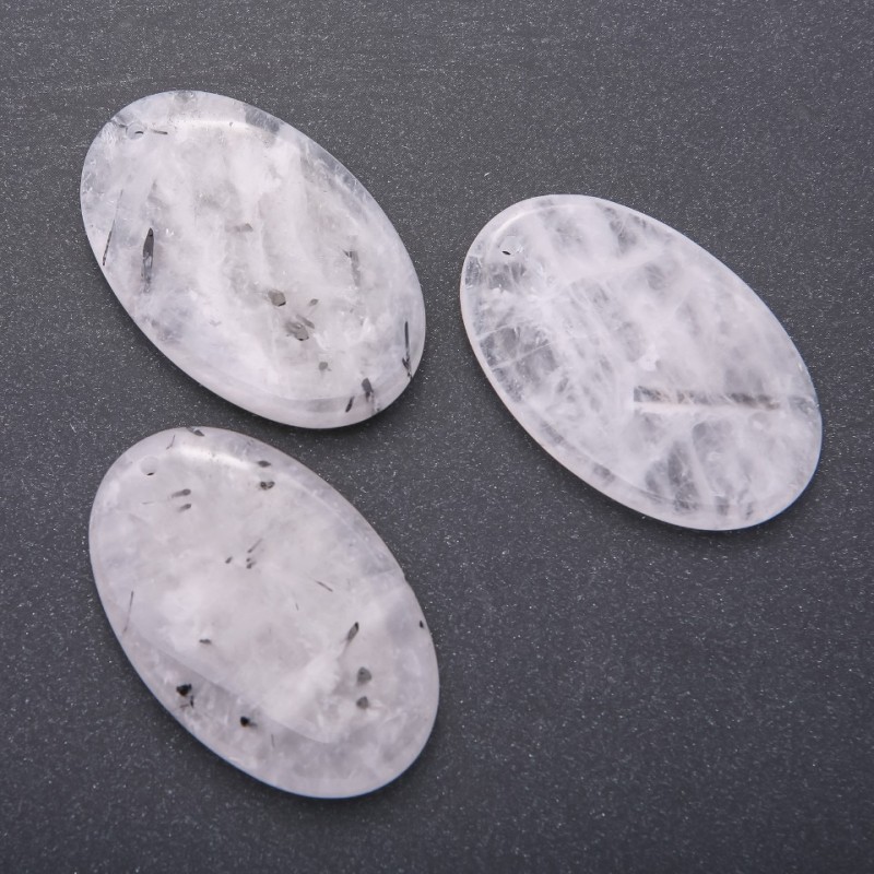 Pendant made of natural stone Quartz “Rutilated” oval 55×35mm (±)