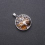 Tiger's Eye Natural Stone Pendant in "Tree" Setting, Diameter 27mm