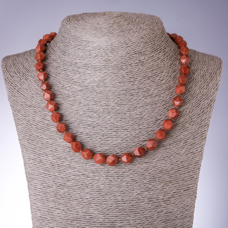 Necklace Aventurine "Golden Sand" (synthetic) Multi-faceted, 8×10 mm beads, 48 cm length