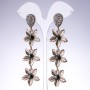 Evening Earrings Lily with Black Crystals in antique gold colour, width 25mm, length 95mm