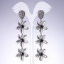 Evening Earrings Lily with Black Crystals, colour "antique silver", width 25mm, length 95mm