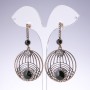 Evening earrings with black crystals in "antique gold" colour, width 35mm, length 65mm