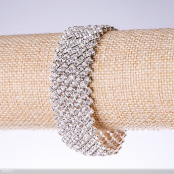 Bracelet rhinestone "white", width 23mm, length 19cm "silver"