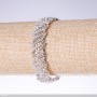 Bracelet with White Rhinestones, 16mm width, 19cm length, Silver finish