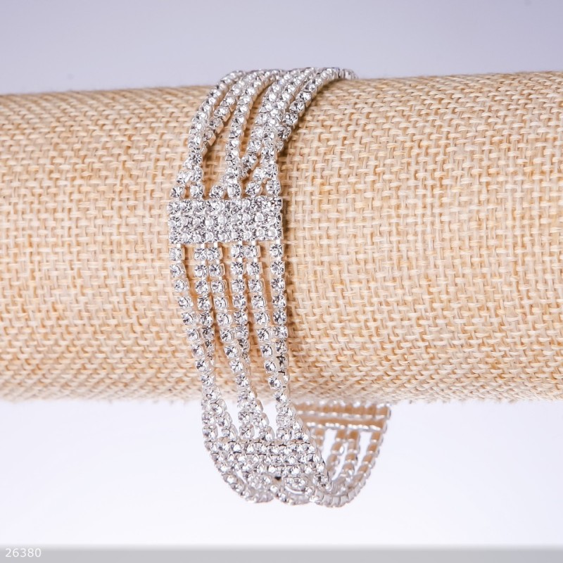 Crystal bracelet "white", 20mm wide, 19cm long, "silver"