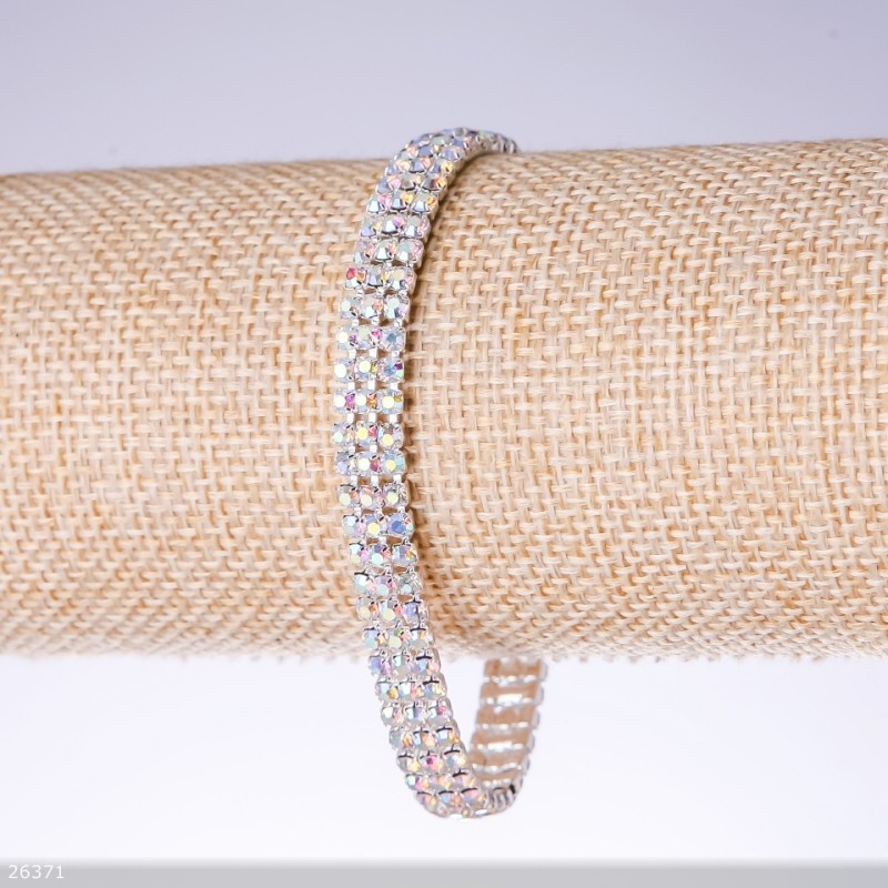 Crystal bracelet triple-row “Chameleon”, width 7mm, length 19cm, "Silver"