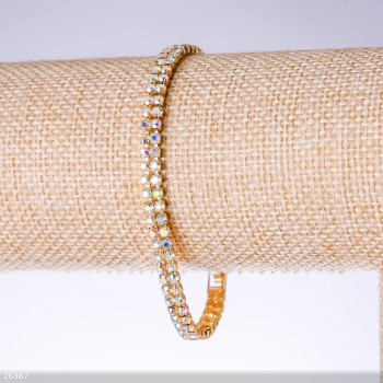 Crystal bracelet with two rows "Chameleon", width 5mm, length 19cm "gold"