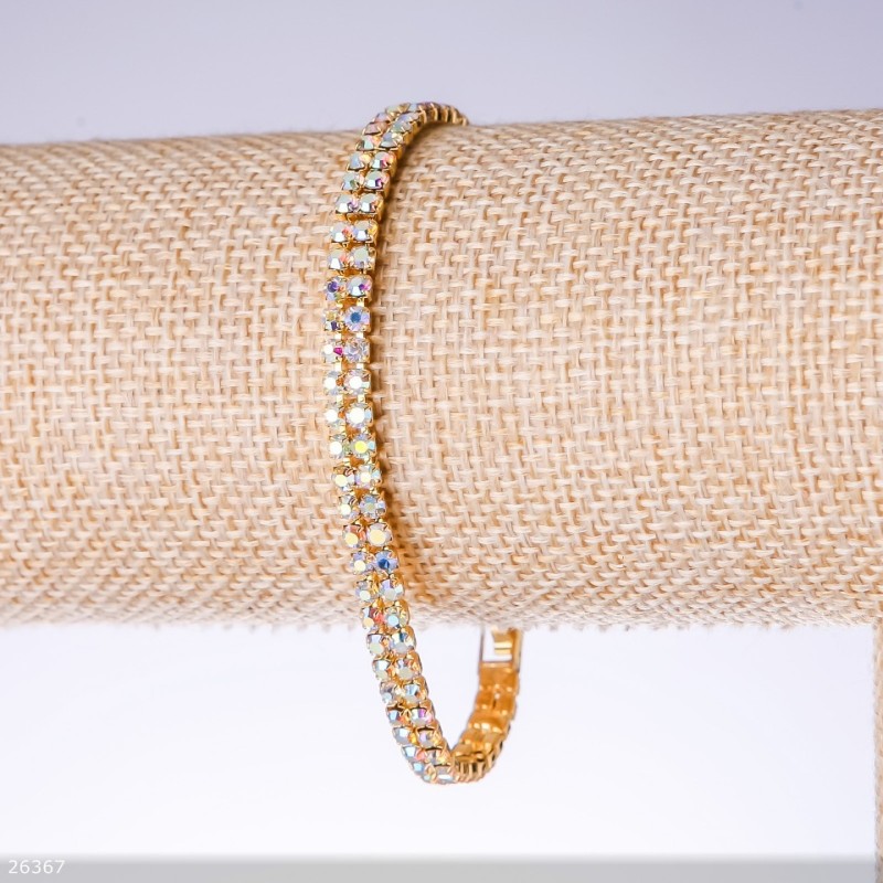 Crystal bracelet with two rows "Chameleon", width 5mm, length 19cm "gold"