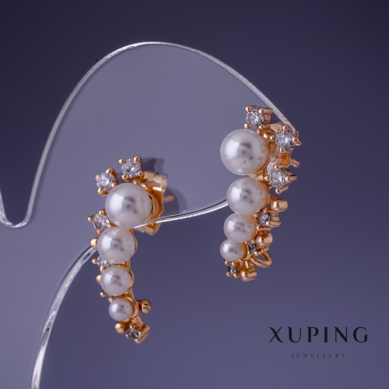 Xuping Earrings with Majorka Pearls 25×12mm 18K Gold Plating
