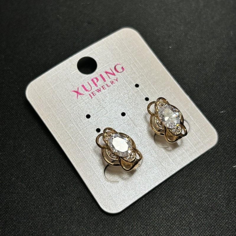 Earrings Xuping White Zircon 10x15mm "18K Gold"