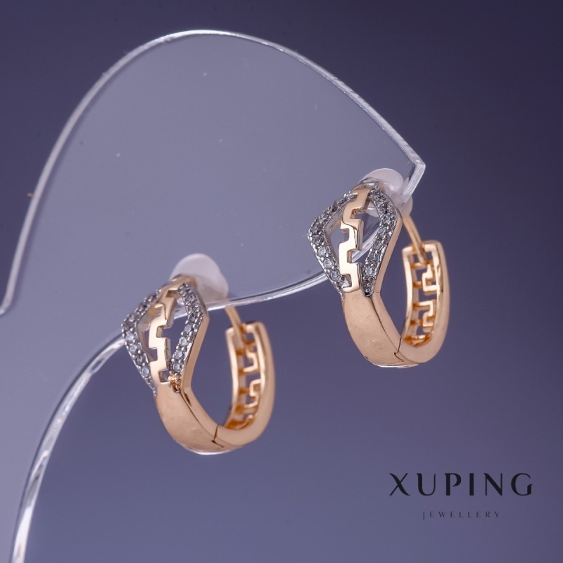 Earrings Xuping 15x8mm "18K Gold" with white crystals