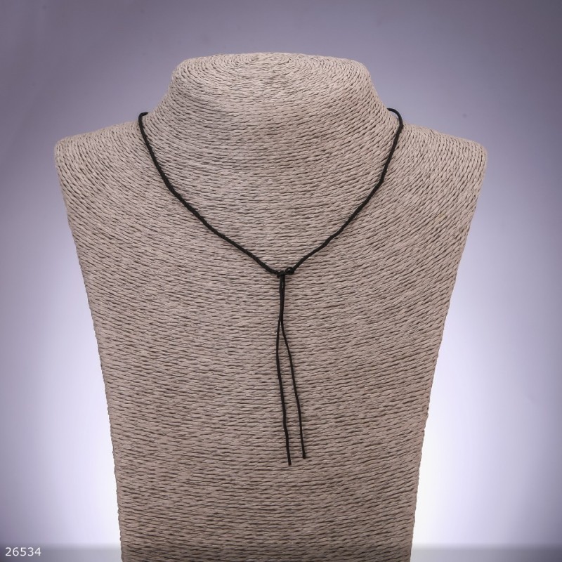 Black plaited thread for necklace, diameter 1.9mm, length 50cm