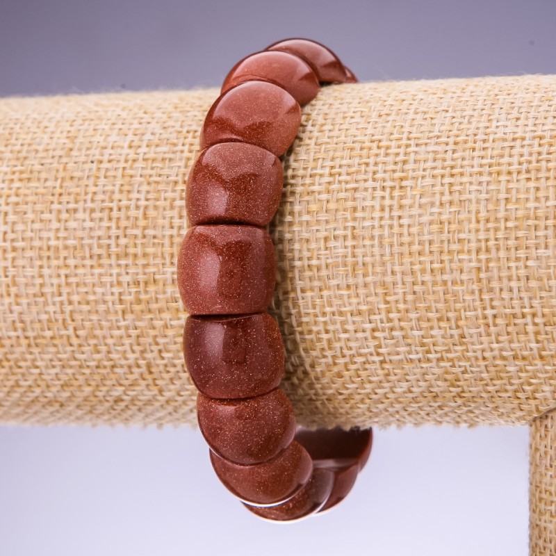 Bracelet with Aventurine "Golden Sand" 15×12 mm links on elastic, 20 cm circumference