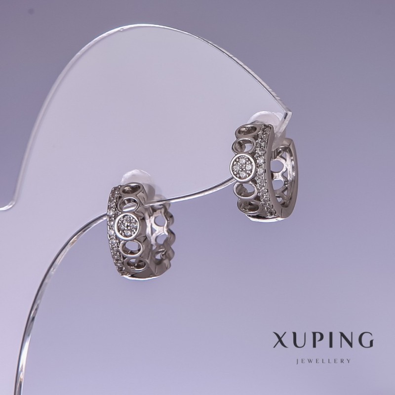 Earrings Xuping with white crystals 5x12mm Rhodium