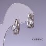 Xuping Earrings with White Zircons 17x8mm Rhodium