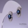 Xuping Earrings with blue czs 19x8mm Rhodium plated