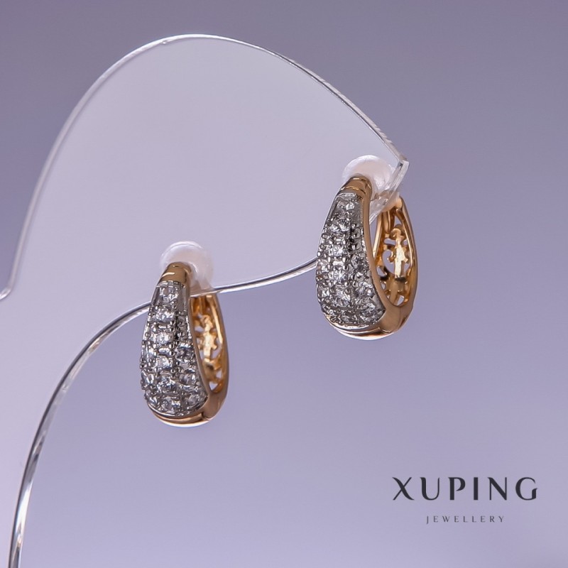 Xuping Earrings with White Crystals 6x15mm "18K Gold Plating"