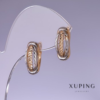 Earrings Xuping 17x7mm "18k Gold Plating, Rhodium"