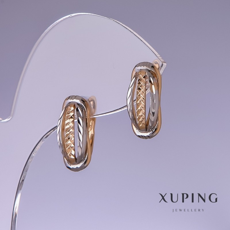 Earrings Xuping 17x7mm "18k Gold Plating, Rhodium"
