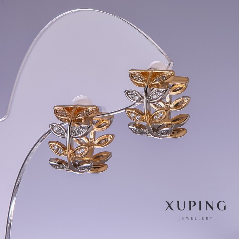 Xuping Earrings 15x10mm Gold Plating 18k and Rhodium