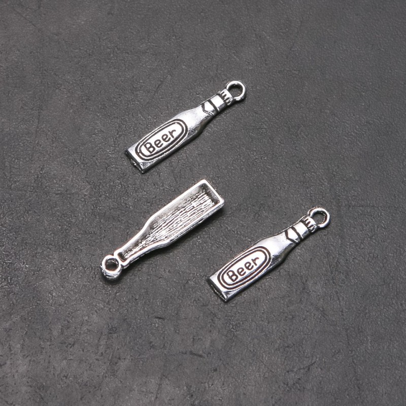 Pendant hardware bottle Beer, diameter 6mm, L3mm in-, diameter 1.8mm packaging 20g 26pcs (+ -)