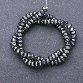 Hematite Beads strand faceted rondelle 8x4mm, 40cm length