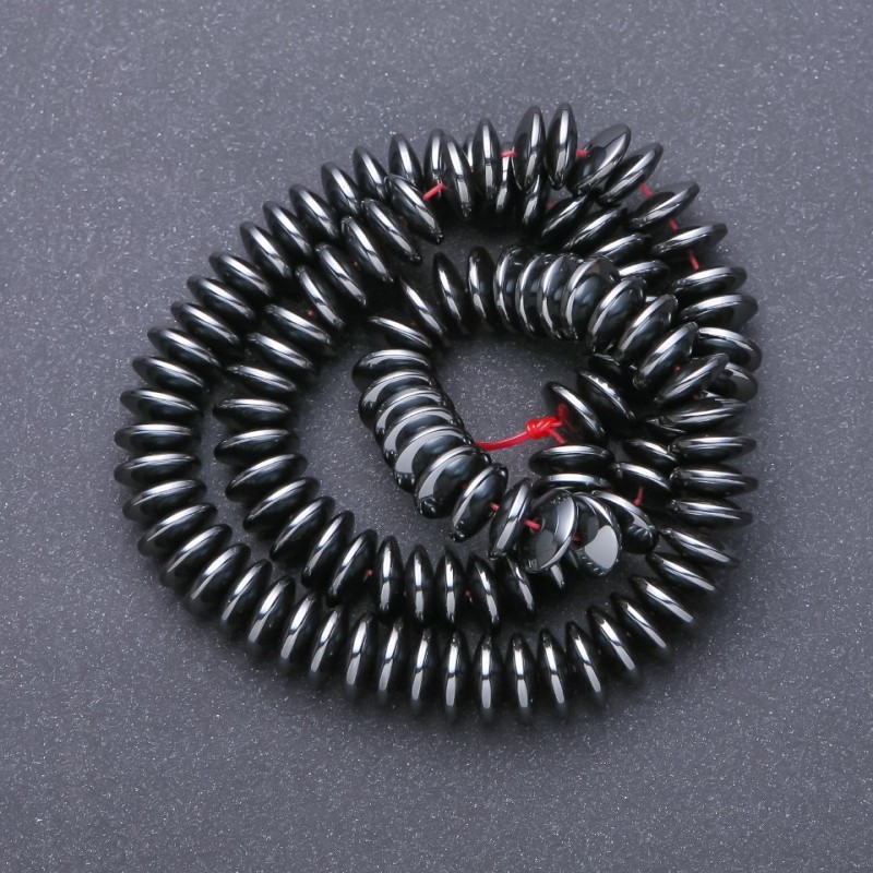 Hematite beads flat rondelle strand 10×3.5 mm, length 40 cm