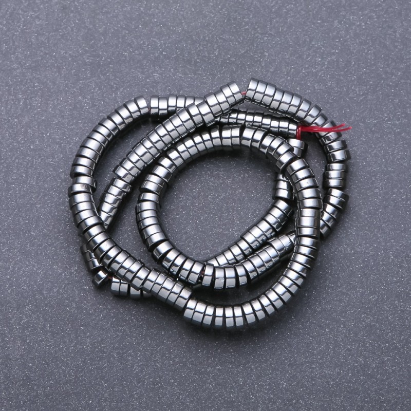 Hematite Beads, Smooth Rondelle Nib, 6×2mm, 40cm strand