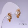 Earrings Xuping with White Majorka Pearls 17×10mm 18k Gold Plating