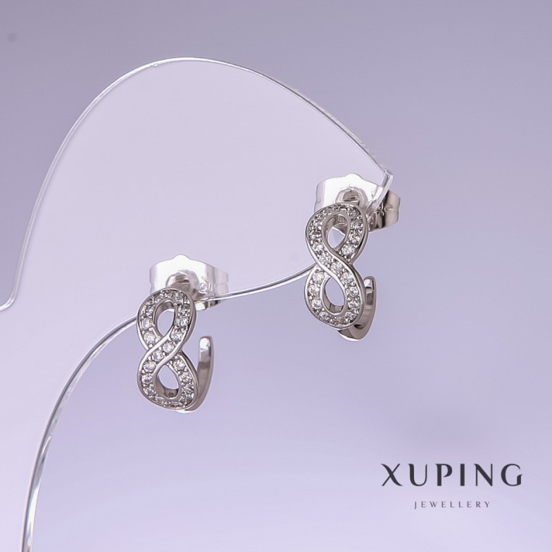 Xuping Earrings Infinity 13×5mm Rhodium-plated
