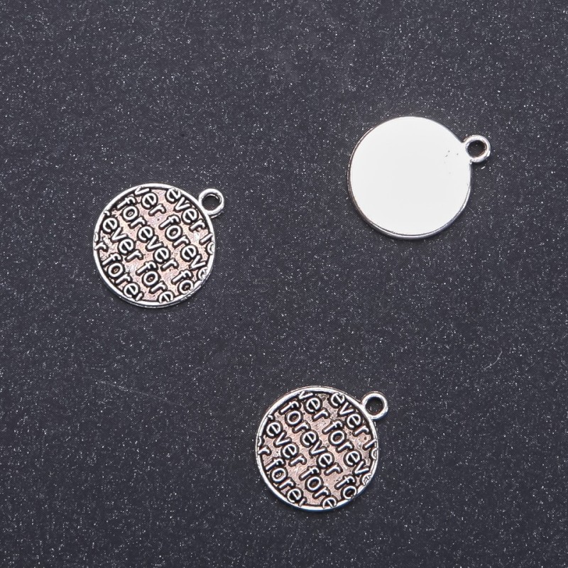 Pendant 'Forever', diameter 14mm, length 18mm inc. diameter 1.8mm packaging 20g. 18pcs. (+ -)