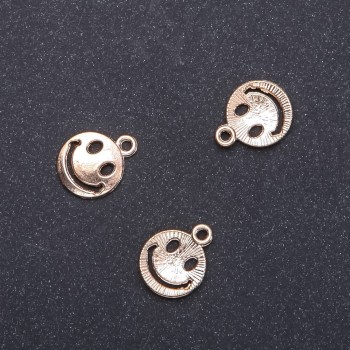 Pendant Finding Smile gold finish, diameter 13mm, length 16m in-, diameter 1.8mm packaging 20g. 24pcs. (+ -)