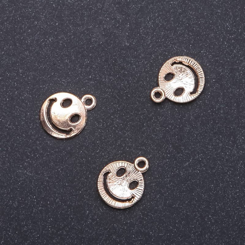 Pendant Finding Smile gold finish, diameter 13mm, length 16m in-, diameter 1.8mm packaging 20g. 24pcs. (+ -)