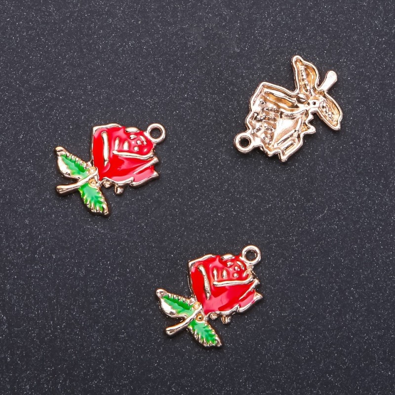 Pendant Rose gold enamel, 17mm diameter, L5m in-, packaging 6 pcs. (+ -)