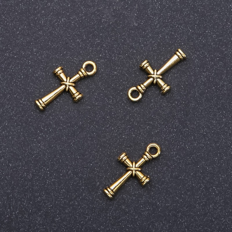 Pendant Fitting Cross "gold", diameter 11mm L11mm in-dm packaging 20g 25 pcs. (+ -)